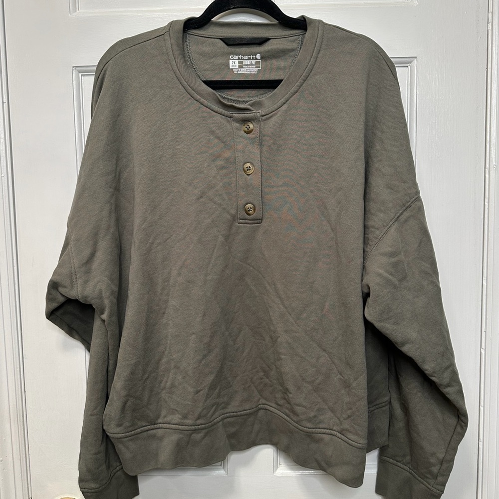 Carhartt Women's Olive Green Henley Sweatshirt